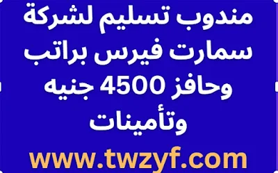 مندوب تسليم لشركة سمارت فيرس براتب وحافز 4500 جنيه وتأمينات