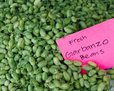 Fresh green chickpeas, one in a collection of Chickpea Recipes (aka Garbanzo Bean) ♥ KitchenParade.com. Hummus plus seasonal salads, soups & more.