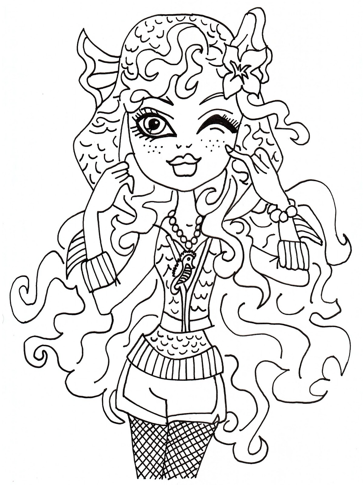 Download Free Printable Monster High Coloring Pages: Lagoona Blue Coloring Sheet