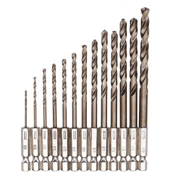 Drillpro 13pcs 1.5-6.5mm M35 Cobalt Drill Bit HSS-Co Twist Drill Bit Set 1/4 Inch Hex Shank 