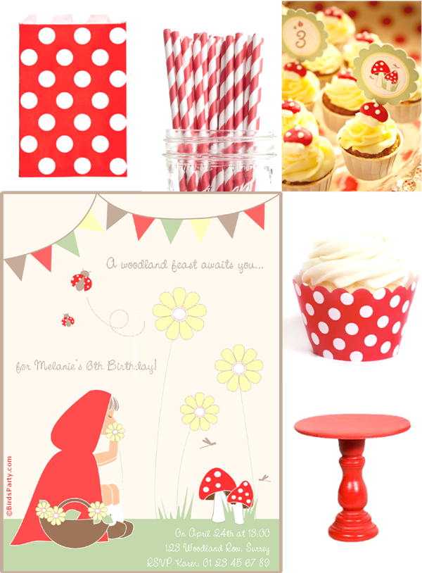 Red & White Little Red Riding Hood Birthday Party Ideas - BirdsParty.com