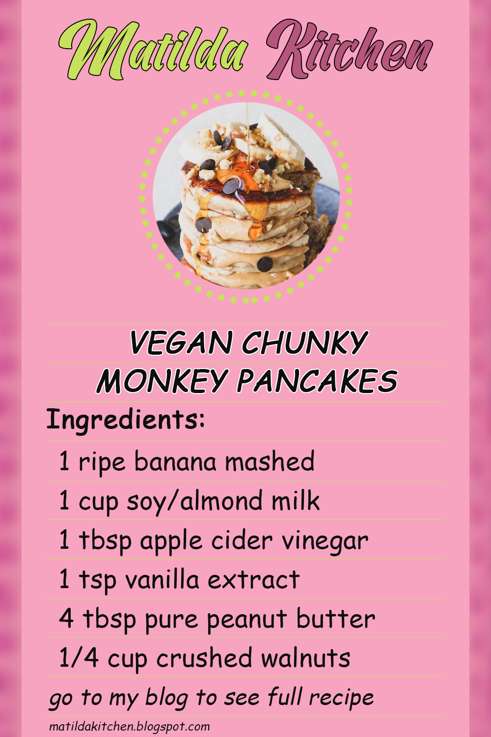 Vegan Chunky Monkey Pancakes - Matilda Kitchen