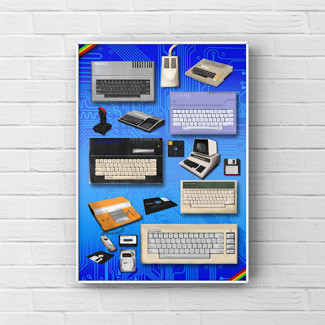 80s vintage retro technology artwork