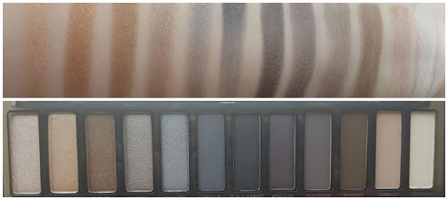 Urban Decay's Naked Smoky Palette color swatches