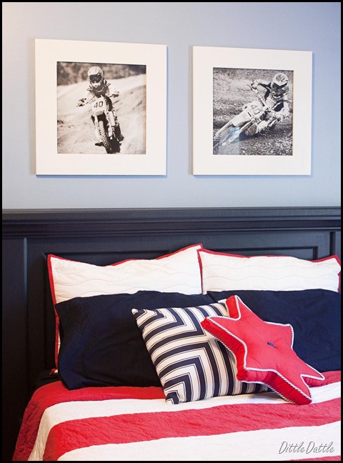 White Frames above PB Inspired Bed