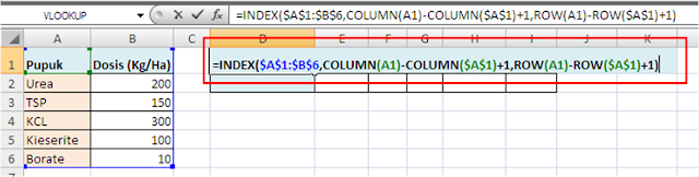 Contoh Formula INDEX untuk Transpose Data Excel