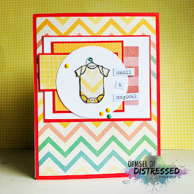 stamped card design baby onesie