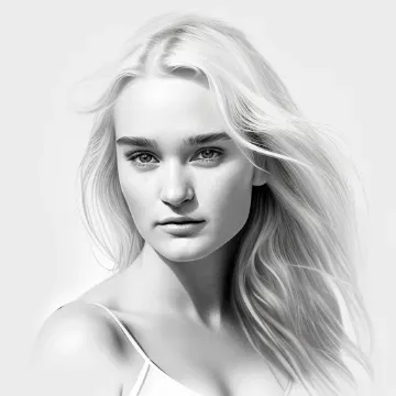 Image prompt, a black and white bohemian blonde girl generated by AI