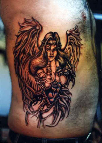 evil angel tattoos. guardian angel tattoos.