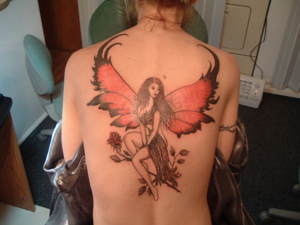 full back angel tattoo design