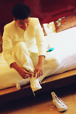 wedding at Bali-bali, Samal - groom wearing shoes