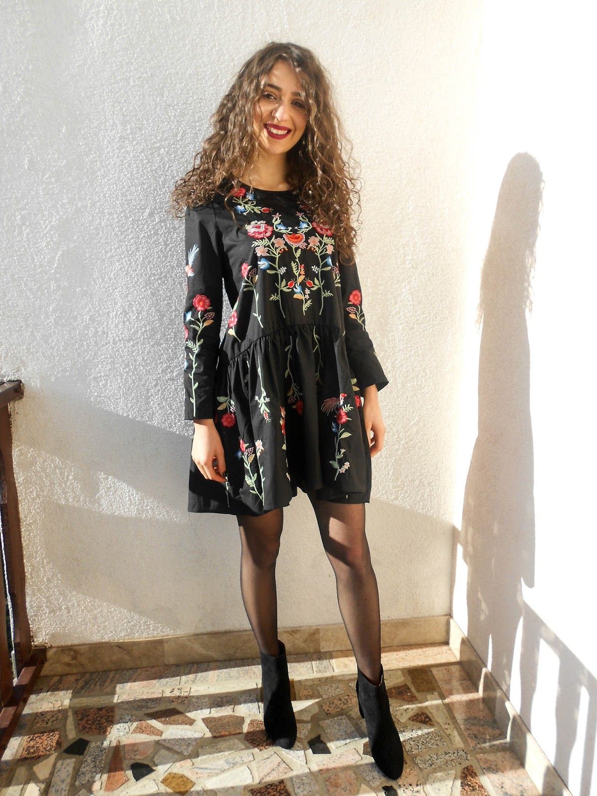 Zara embroidered dress