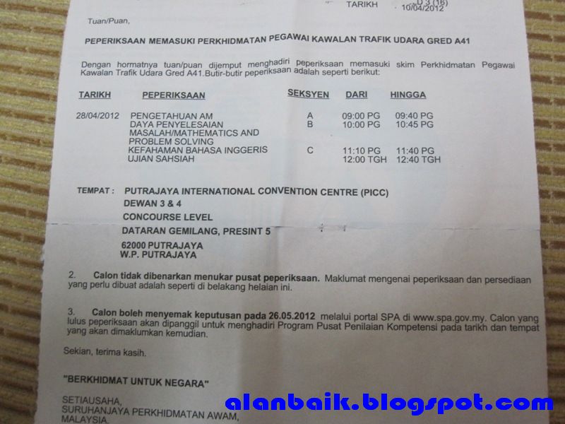 Contoh Surat Panggilan Lantikan Spa