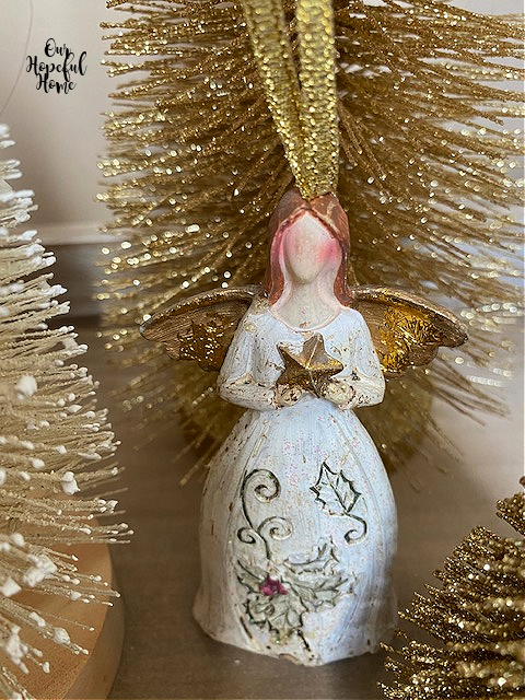 white gold angel ornament gold star