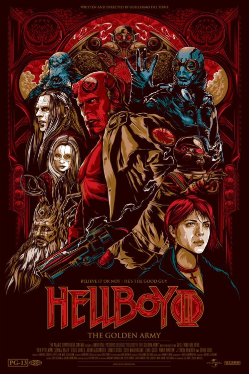 Ken Taylor ilustrações poster cartaz filmes silkscreen Hellboy II - The Golden Army (Hellboy II - O Exército Dourado)