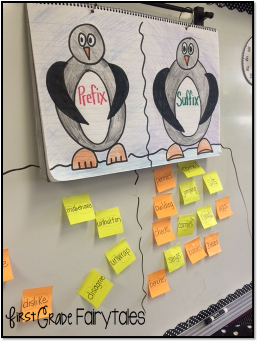 First Grade Fairytales: Penguin Prefixes u0026 Suffixes