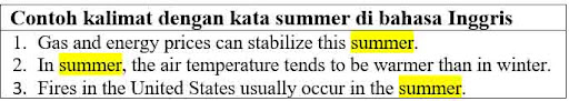 24 contoh kalimat dengan kata summer di bahasa Inggris.