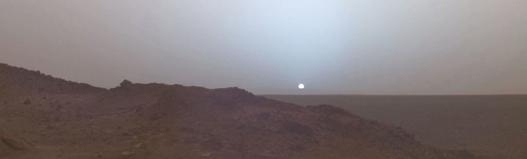 Sunset on Mars, taken in 2005 by the Spirit rover.
