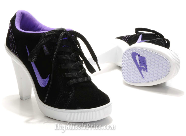 Tina: Black purple nike thick heels shoes for women