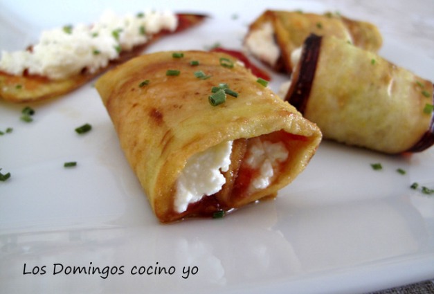 rollitos de berenjena con queso de burgos