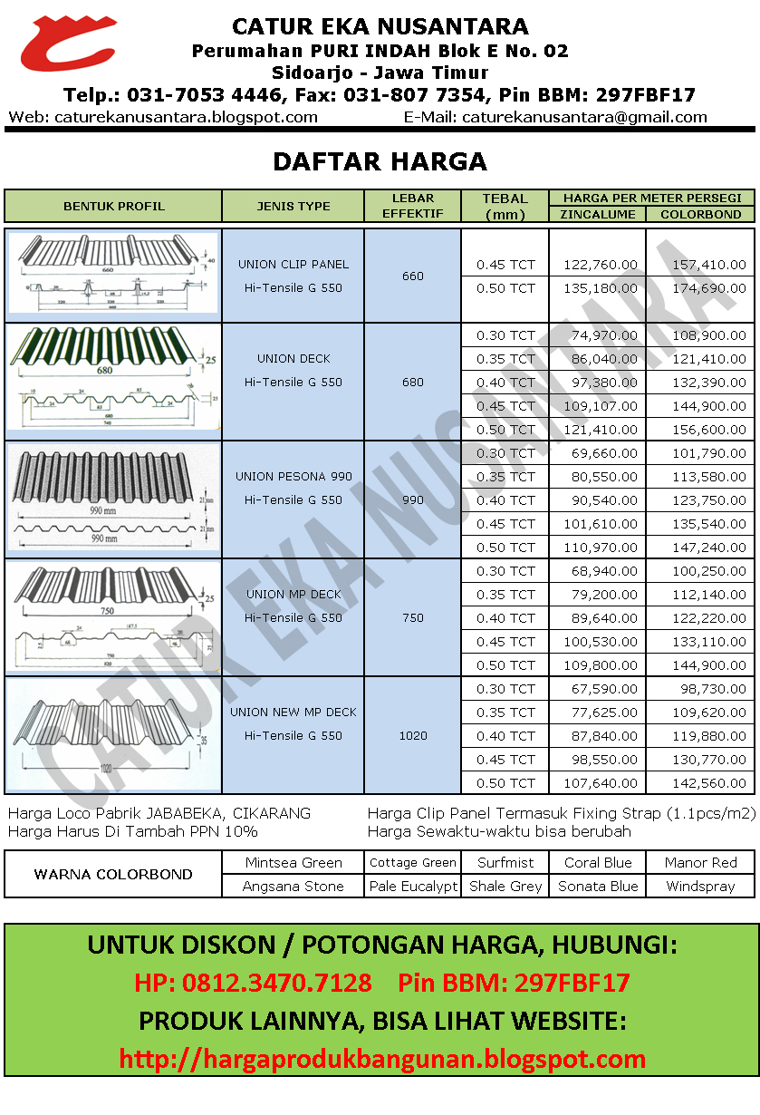 ATAP ZINCALUME  GENTENG METAL  INSULATION  TRANSLUCENT 