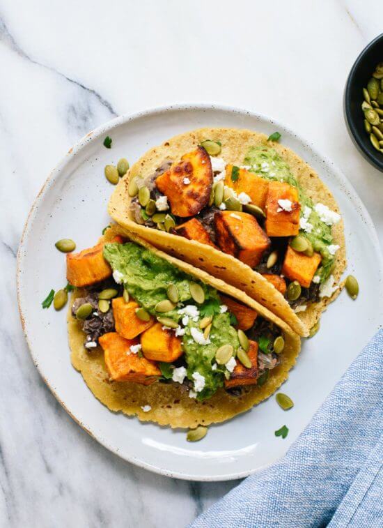 Sweet Potato Black Bean Tacos - Biblically clean taco recipes and dinner ideas | Land of Honey