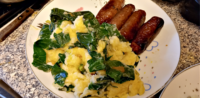 Black Pudding Sausages With Colcannon And Apple Sauce