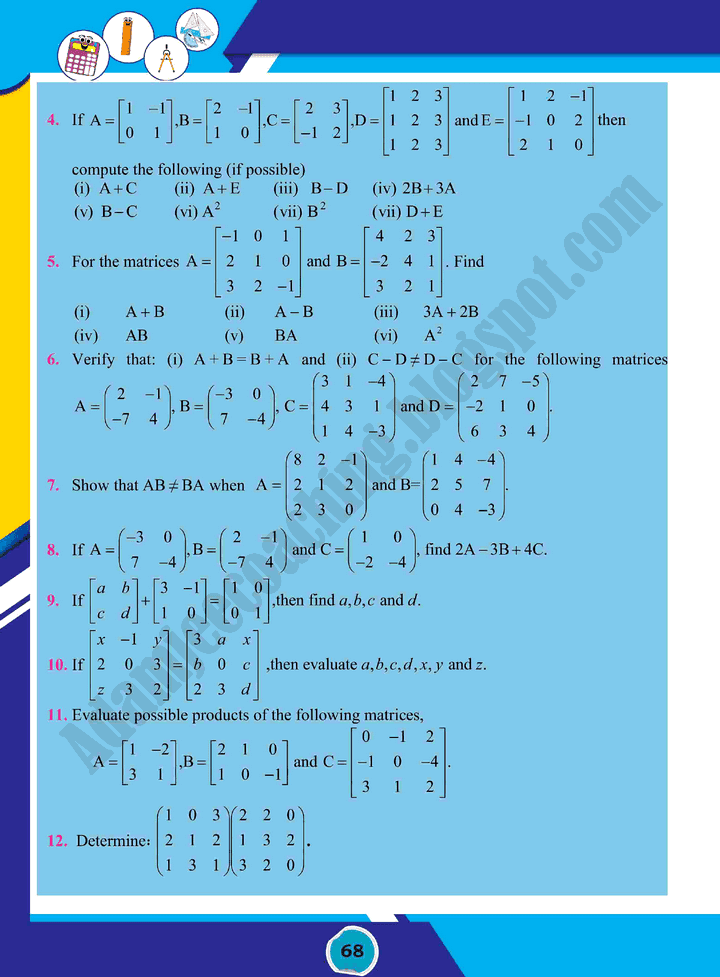 matrices-and-determinants-mathematics-class-10th-text-book