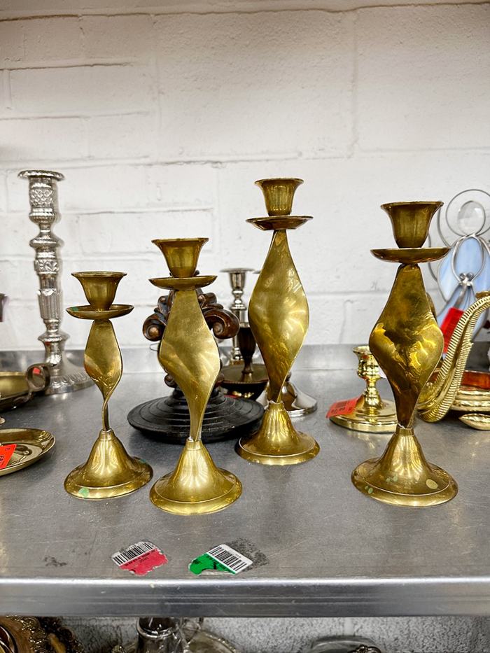 Thrift store brass candle holders