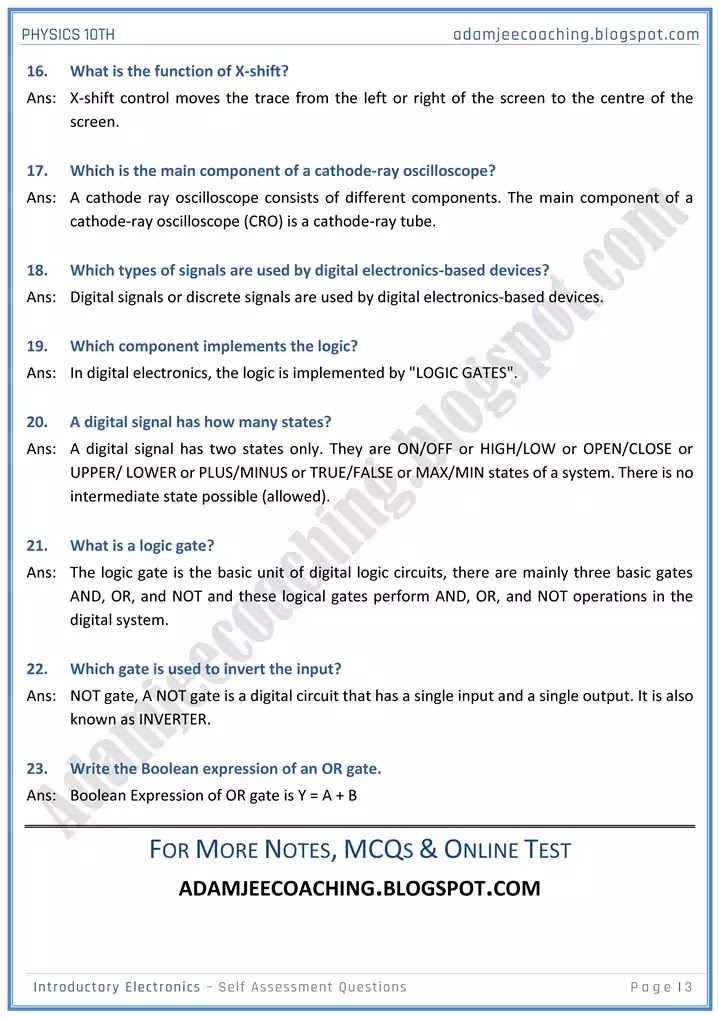 introductory-electronics-self-assessment-questions-physics-10th