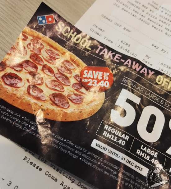 School Take-Away Offer Domino's Pizza