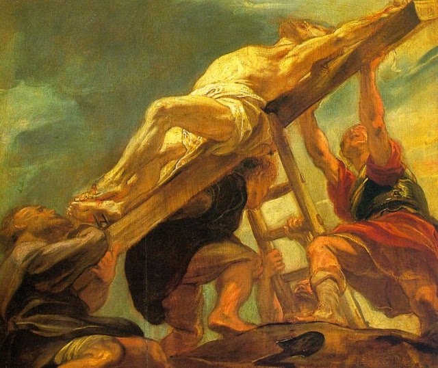 the raising of the cross 1621, Peter Paul Rubens, Baroque painting