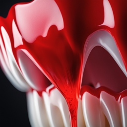 Des dents avec du liquide rouge représentant des dents qui saignent dans les rêves islamiques