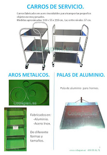 Carros de servicio, aros metalicos, palas aluminio.