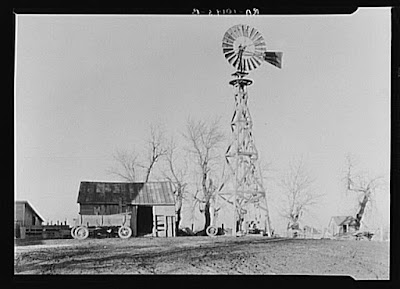 "Old-style wooden windmill in farmyard of Martin Myre's farm near Seneca, Illinois" Credit: Library of Congress 