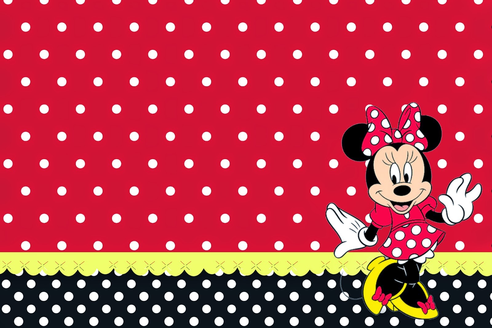 Minnie Red Black Yellow And Polka Dots Free Printable