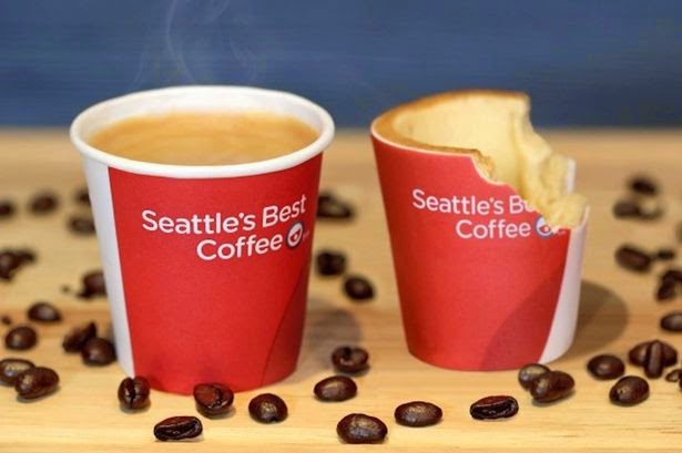 kfc edible coffee cups, edible coffee cups, first edible coffee cups, scoff-ee cup, chocolate coffee cups,