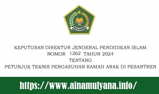 Kepdirjen Pendis Nomor 1262 Tahun 2024 Tentang Petunjuk Teknis atau Juknis Pengasuhan Ramah Anak Di Pesantren