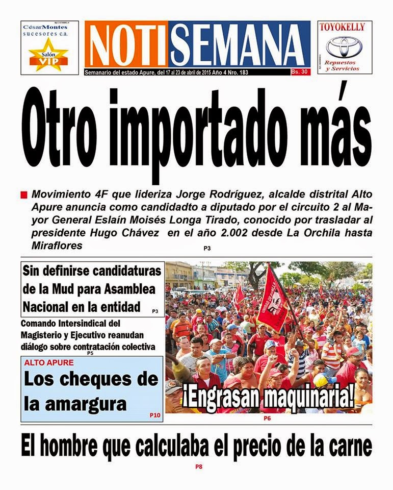 Portada del Semanario Notisemana N. 183