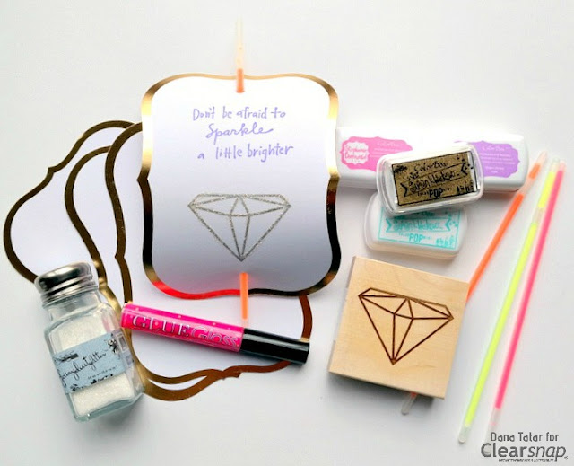 Non-Candy Stamped and Glittered Glow Stick Valentines by Dana Tatar