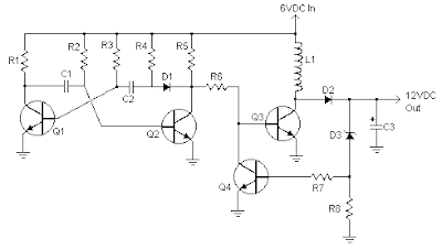 Simple 6 VDC to 12 VDC Converter Circuit Diagram