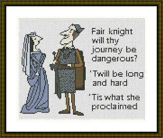 Fair knight medieval cross stitch pattern