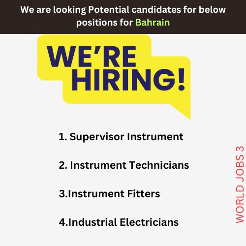 We are looking Potential candidates for below positions for Bahrain