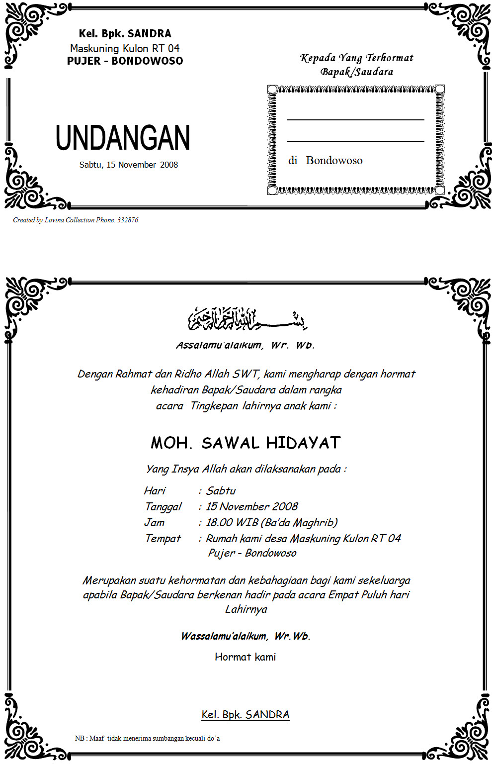 Undangan Kotak Nasi Pernikahan Doc  Kata Kata Mutiara