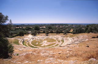 The remains of an ancient Greek theatre in the vicinity of the Calabrian resport of Locri