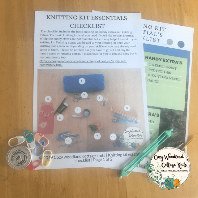 free printable knitting essentials checklist green
