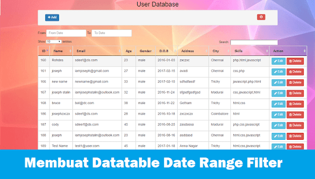 Membuat Filter Data Dengan Datatable Date Range