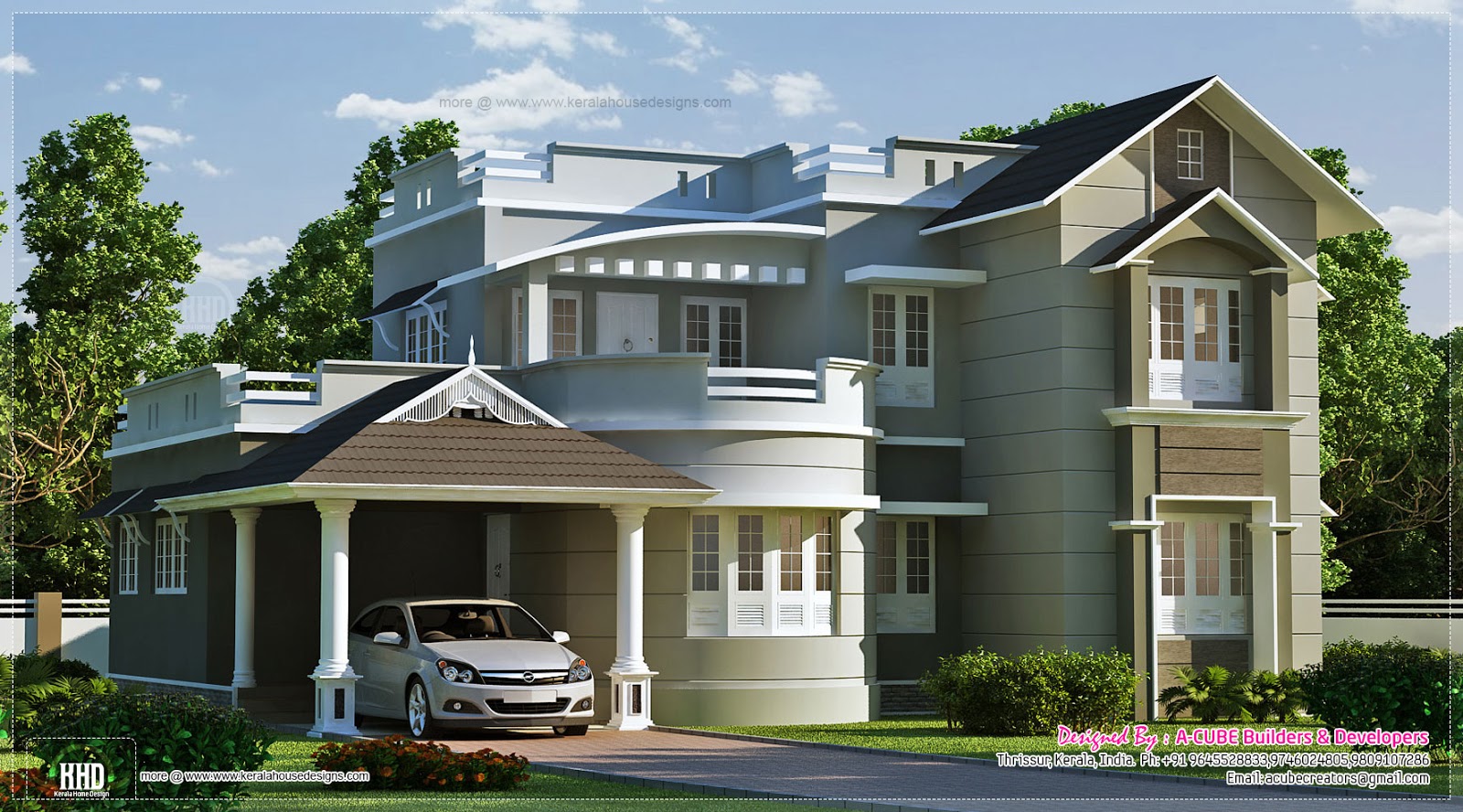  New  style kerala  home  elevation indianhomemakeover com