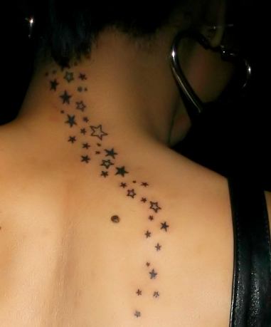 tattoos of stars on neck. The first of my Neck Tattoos For Girls is this stunning shooting stars neck 