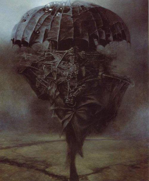 Zdzislaw Beksinski pinturas pesadelos sombrios surreais pós-apocalípticos góticos